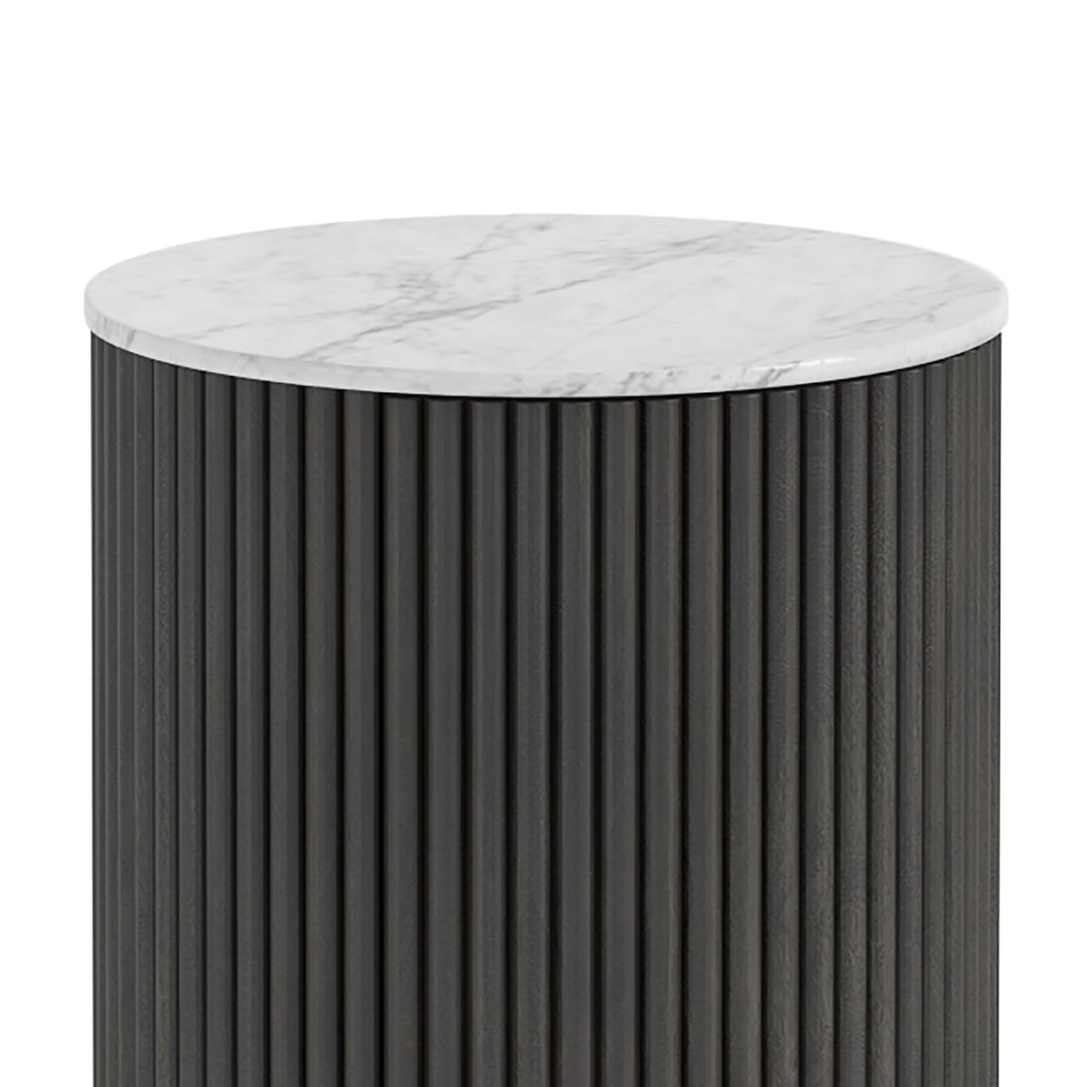 Milo Mango & Marble Round Fluted Bedside Table