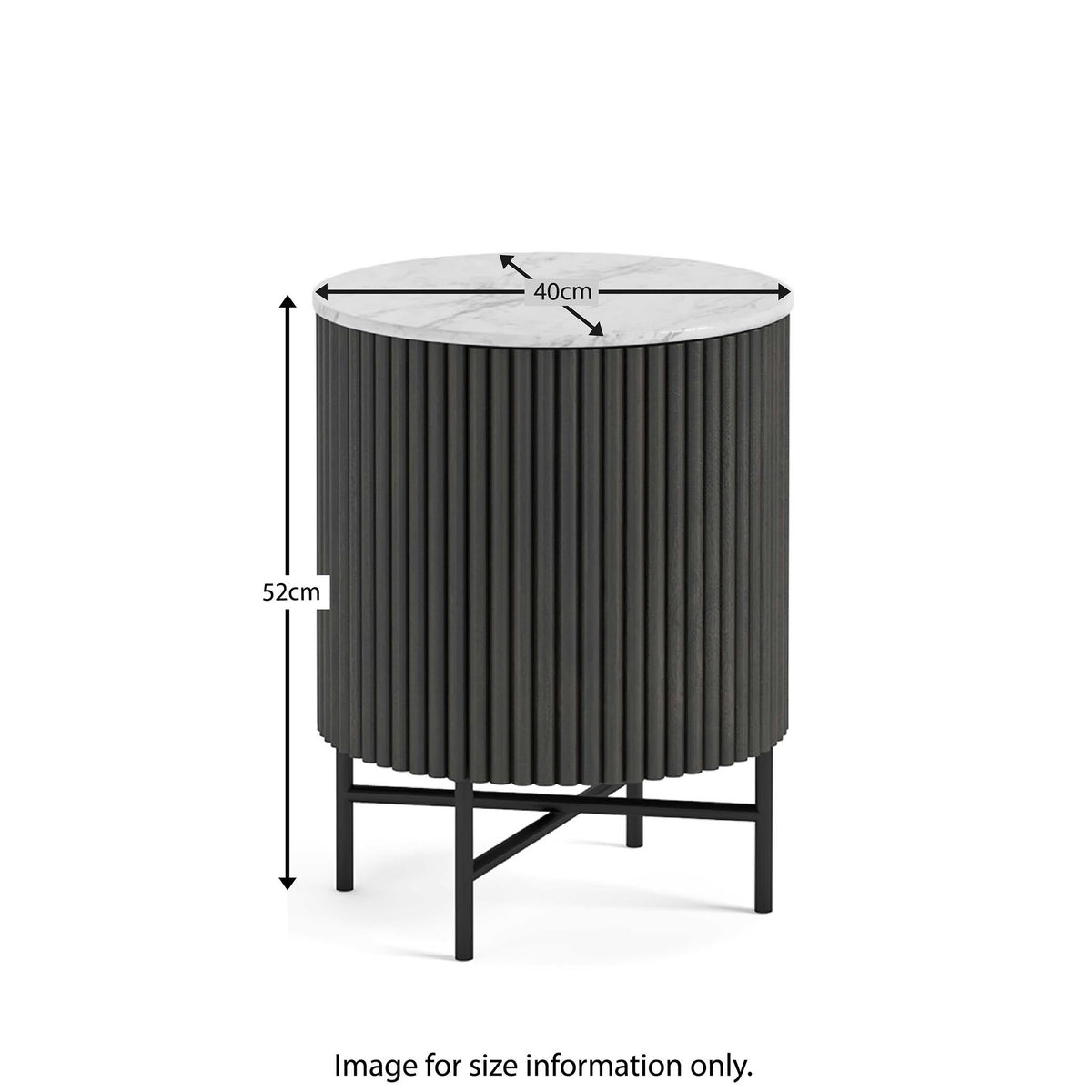 Milo Mango & Marble Round Fluted Bedside Table