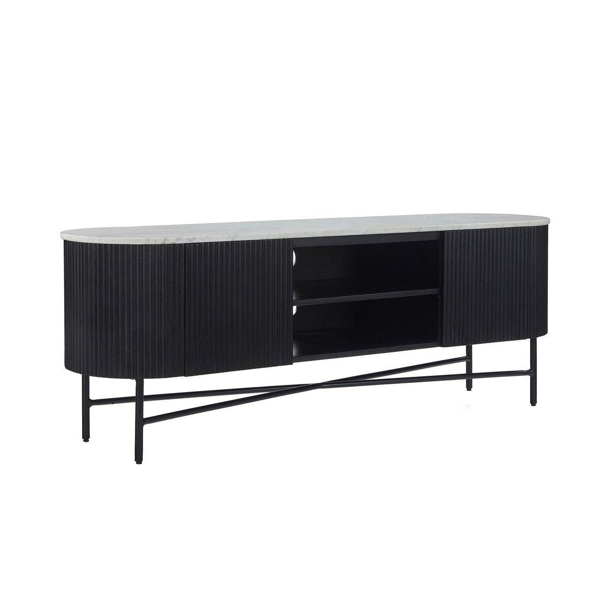 Milo Mango & Marble Fluted Wide TV Media Unit