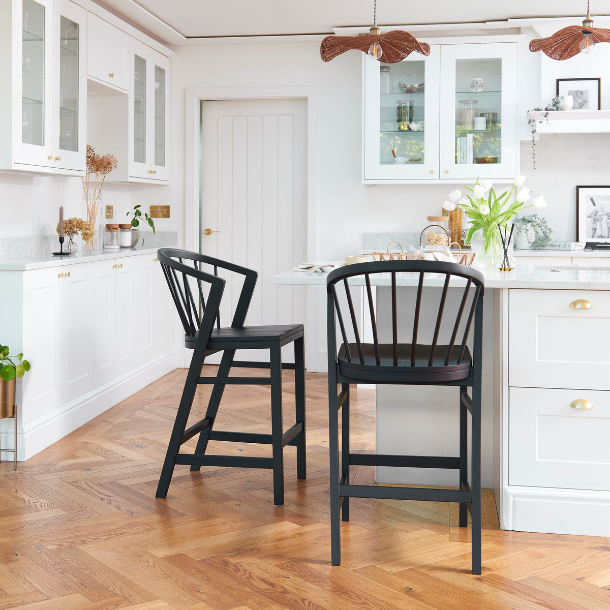 Mabel Black Oak Bar Stools - Set of 2