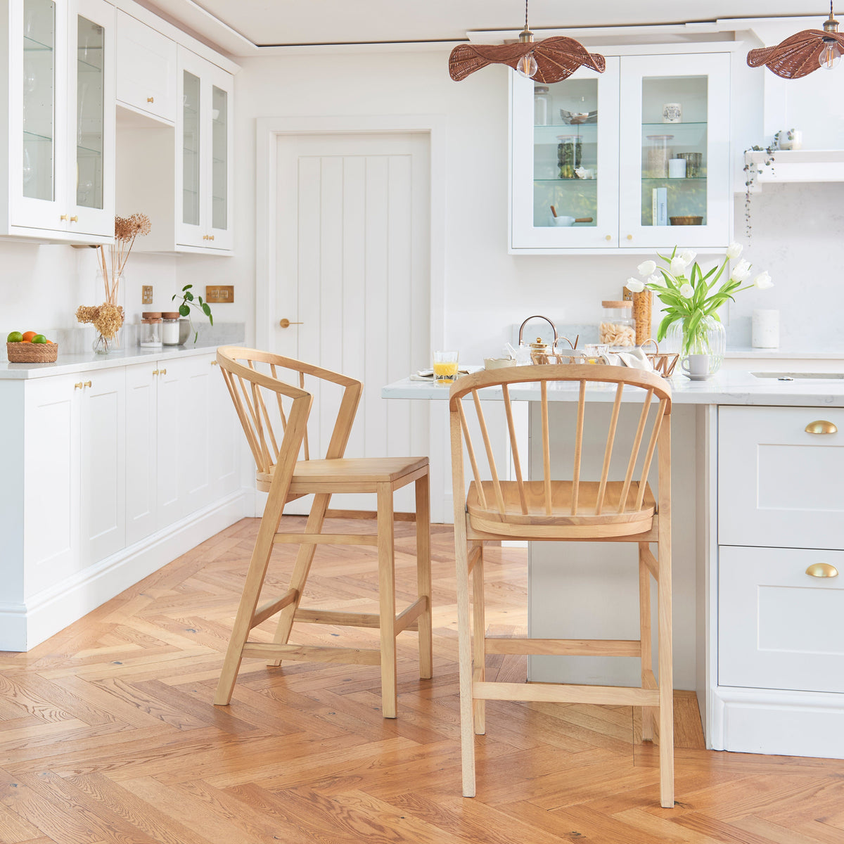 Mabel Pale Oak Bar Stools - Set of 2