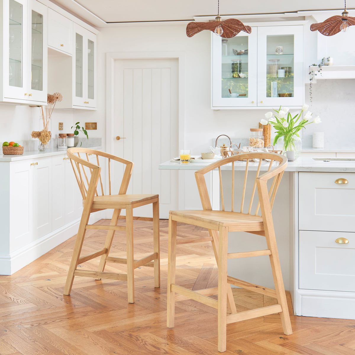 Mabel Pale Oak Bar Stools - Set of 2