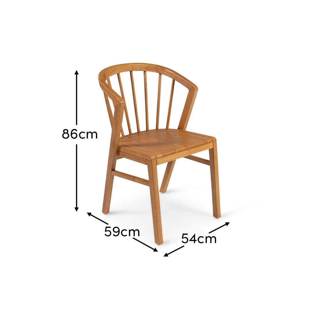Mabel Oak Wooden Spindle Dining Chairs - Set of 2