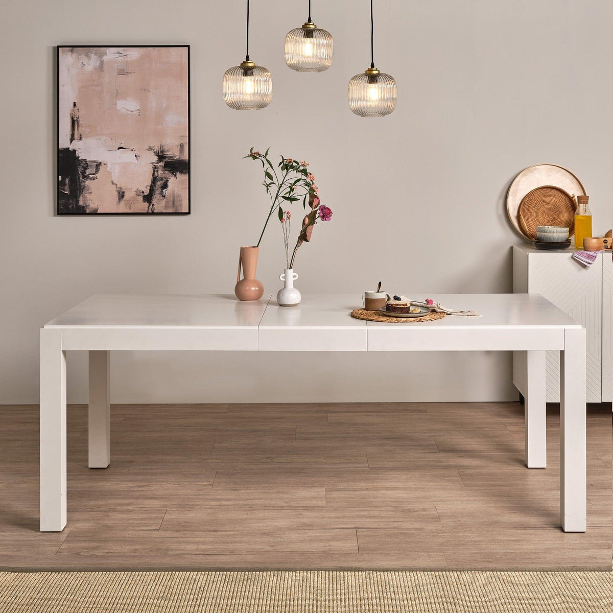 Outlet - Magnus White Wood Extendable Dining Table