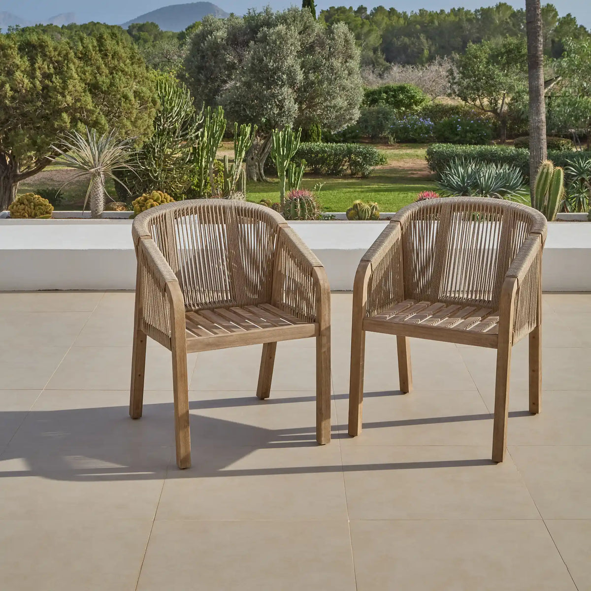 Amelia 6 Seater Wooden Garden Dining Set with 4 Nala Chairs & Charlotte Bench