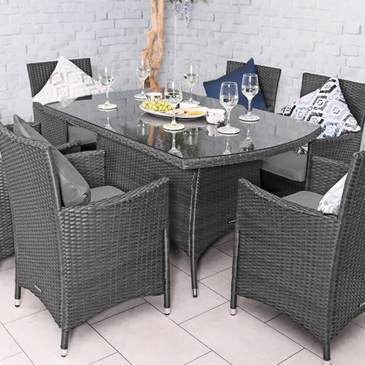 Vada 150cm 6 Seat Rattan Rectangular Dining Set