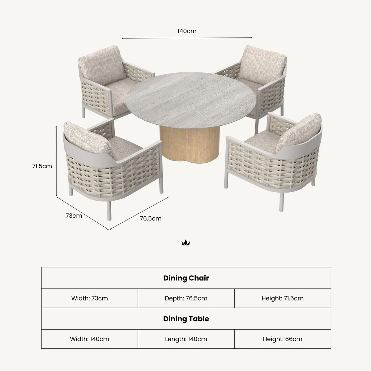 Olma 4 Seater Dining Table Set & Chairs