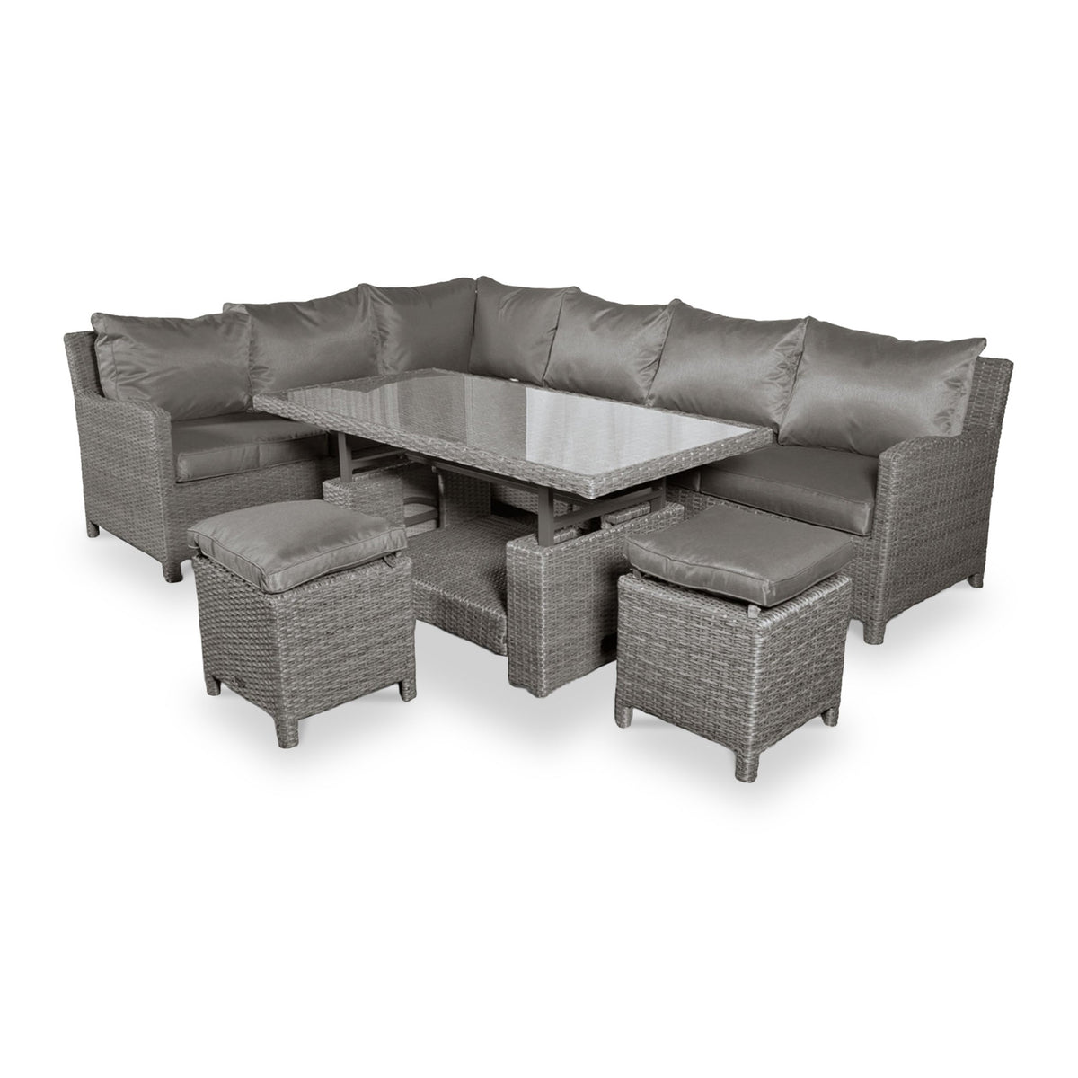 Paris Rattan Lounge Dining Set with Rise and Fall Table