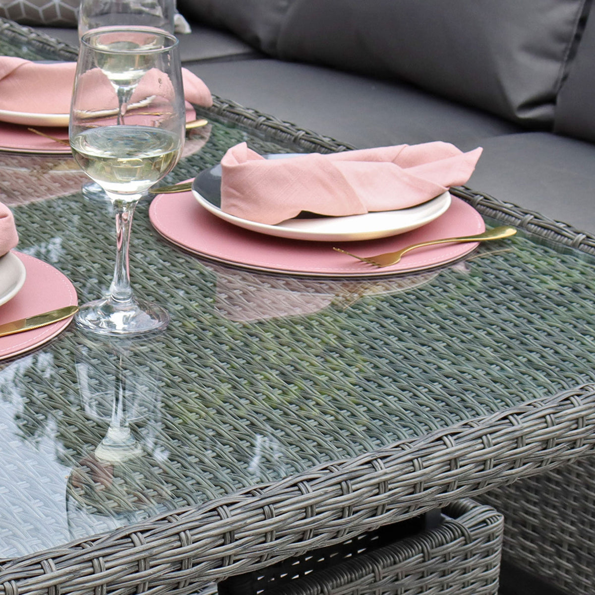 Paris Rattan Lounge Dining Set with Rise and Fall Table