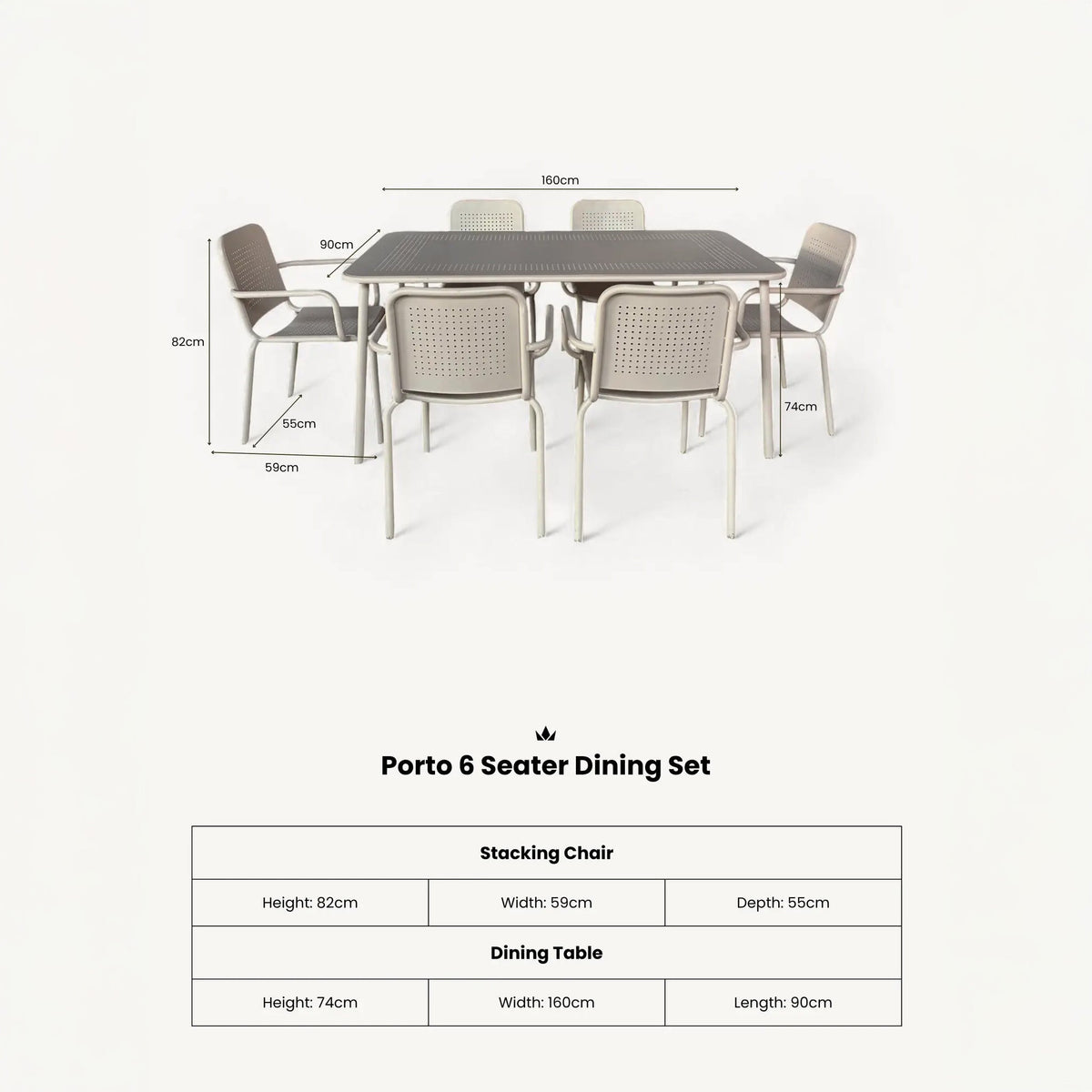 Porto 6 Seater Rectangular Dining Set