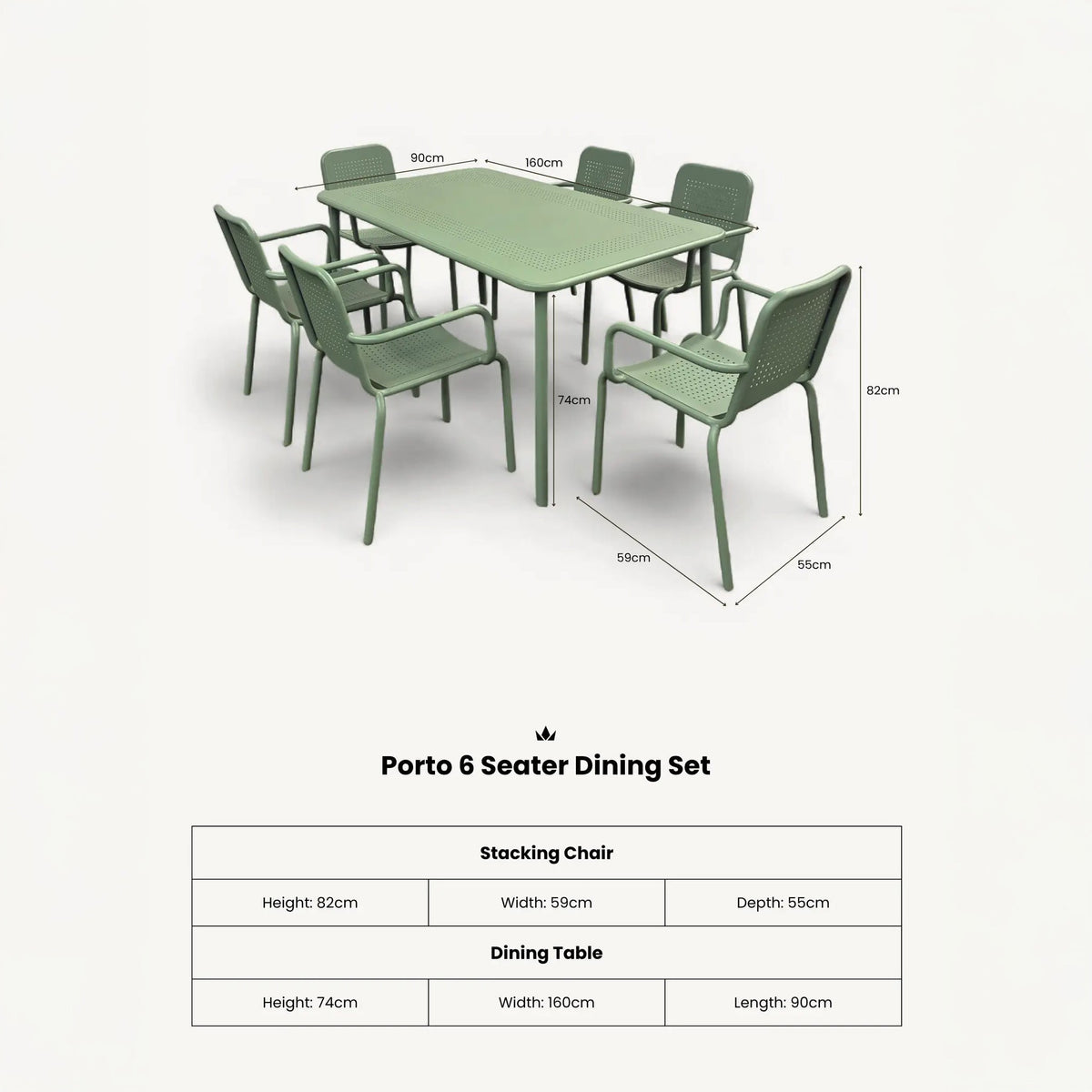 Porto 6 Seater Rectangular Dining Set