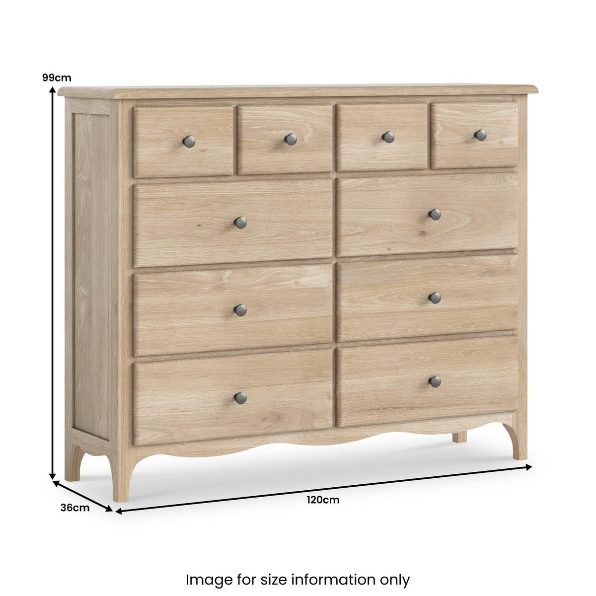 Celine Washed Oak 4 Over 6 Drawer Chest