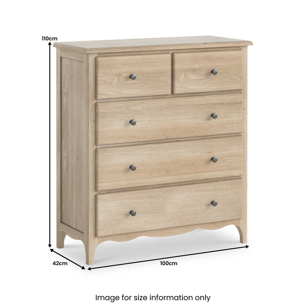 Celine Washed Oak XL 2 Over 3 Drawer Chest