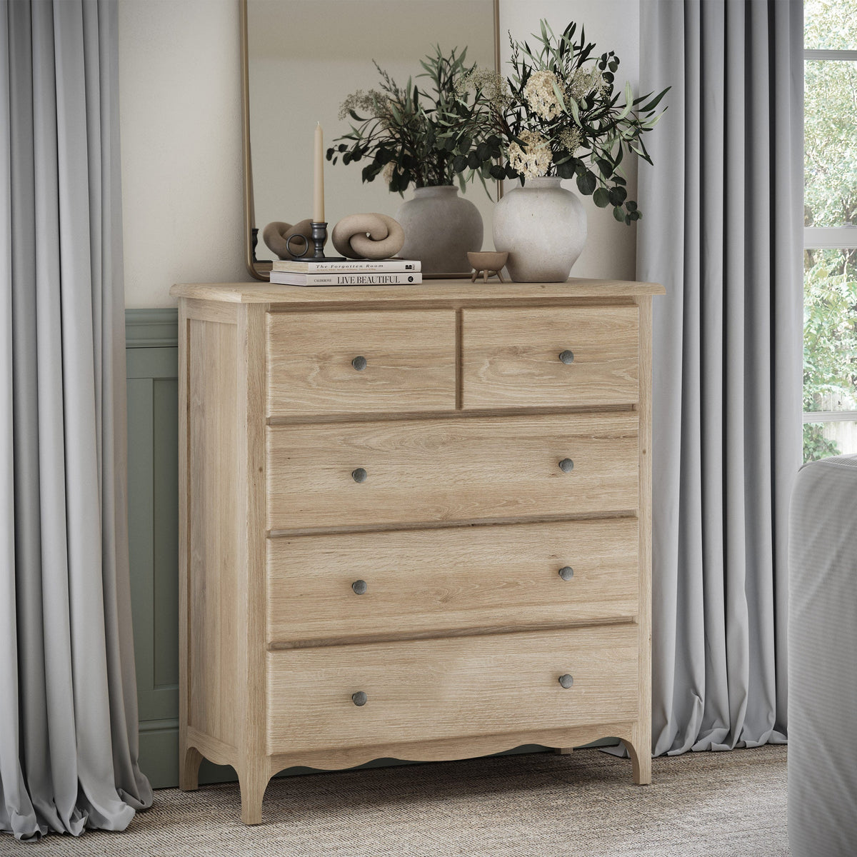 Celine Washed Oak XL 2 Over 3 Drawer Chest