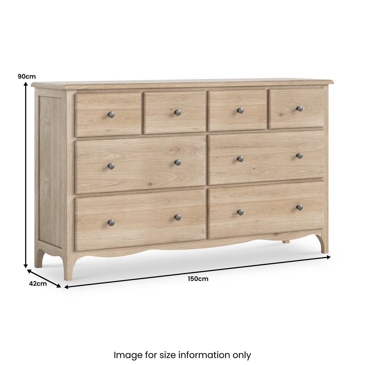 Celine Washed Oak XL 8 Drawer Chest