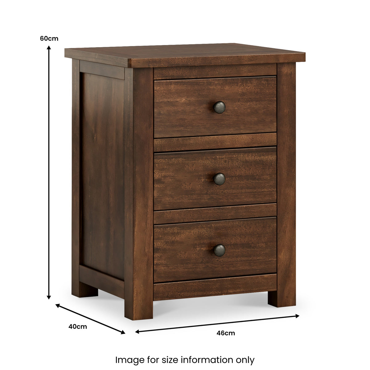 Duchy Acacia XL 3 Drawer Bedside Table