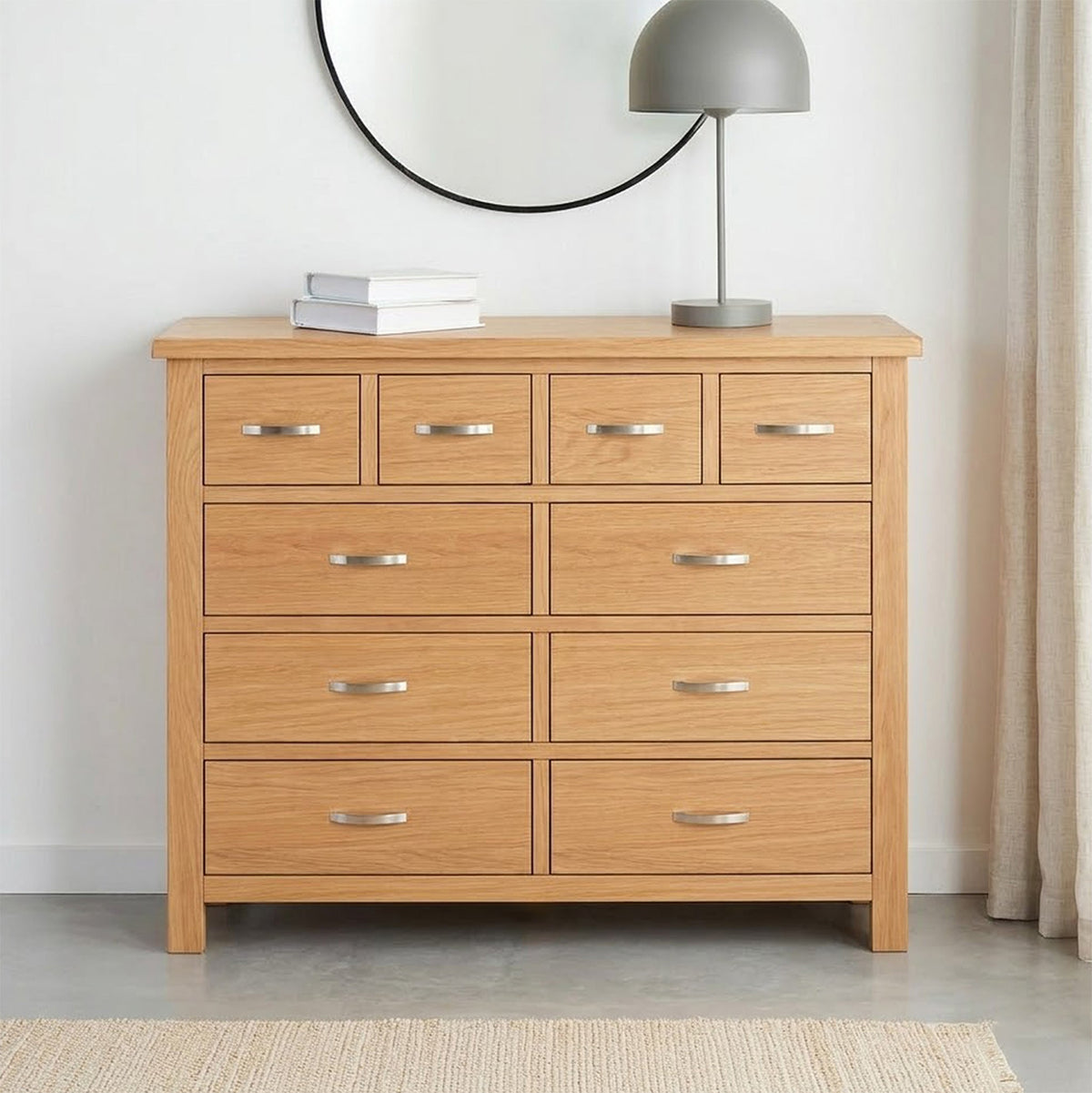 London Oak 4 Over 6 Chest Of Drawers