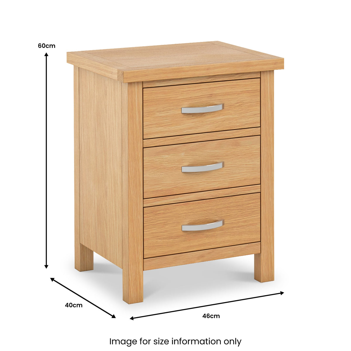 London Oak XL 3 Drawer Bedside Table