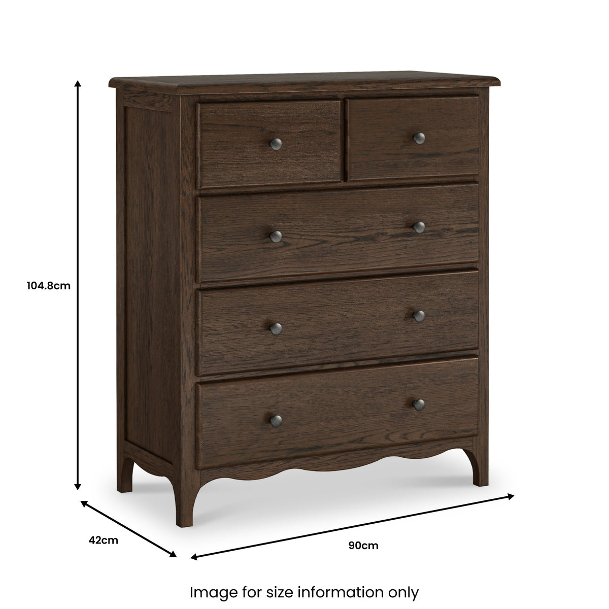 Celine Dark Oak 2 Over 3 Drawer Chest