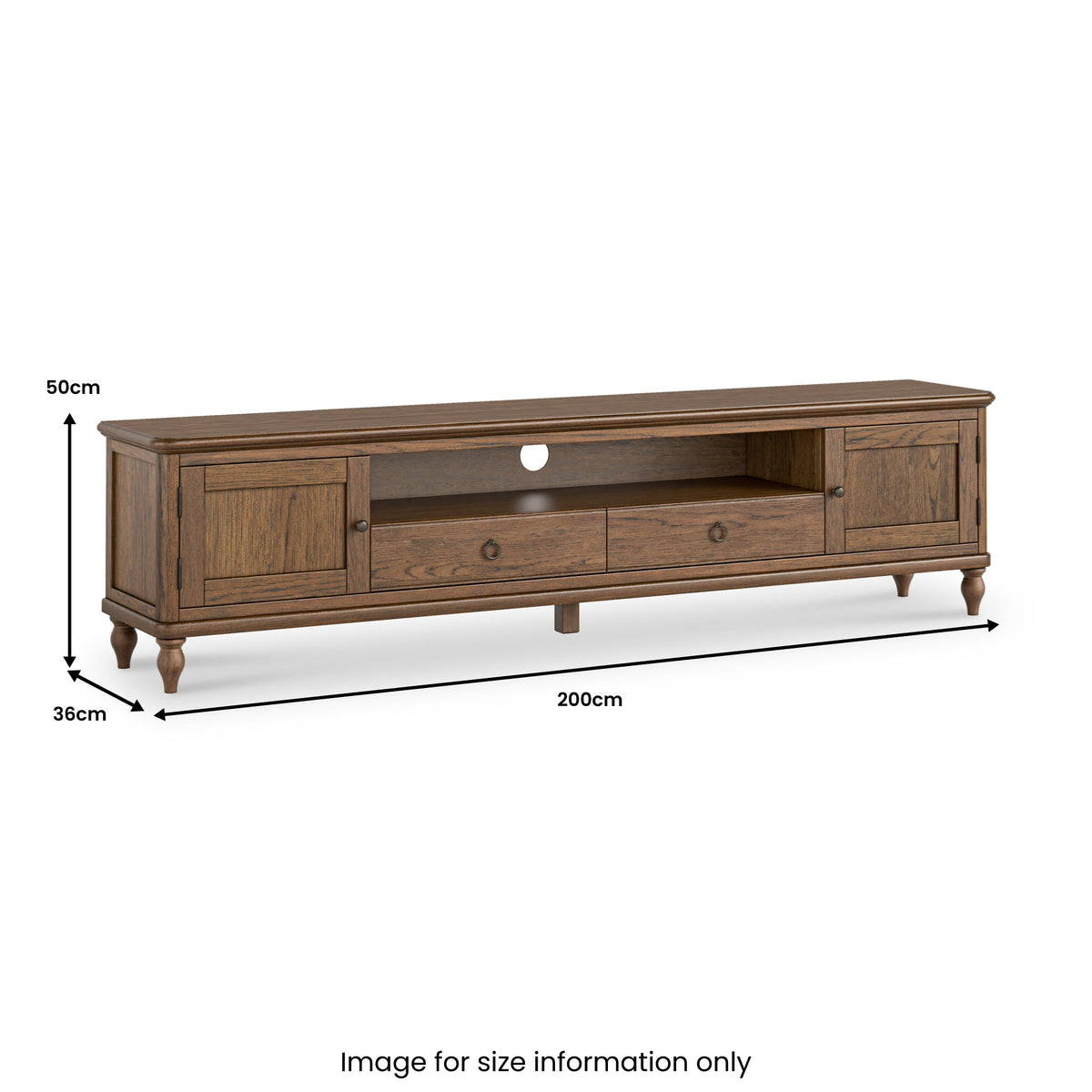 Rutland Dark Oak 200cm Extra Wide TV Unit