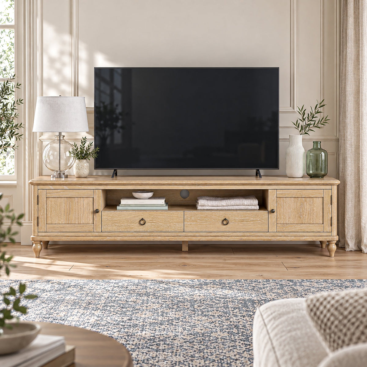 Rutland Oak 200cm Extra Wide TV Unit