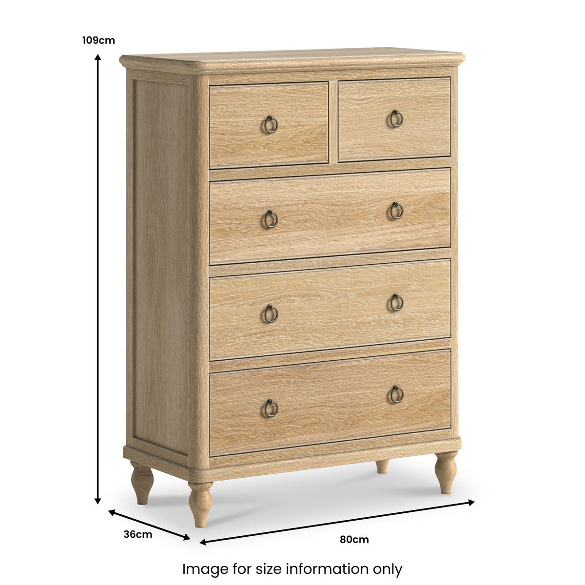 Rutland Oak 2 Over 3 Drawer Chest