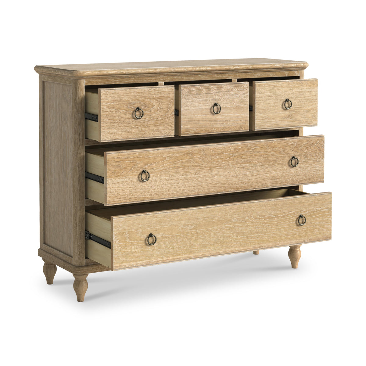 Rutland Oak 3 Over 2 Drawer Chest