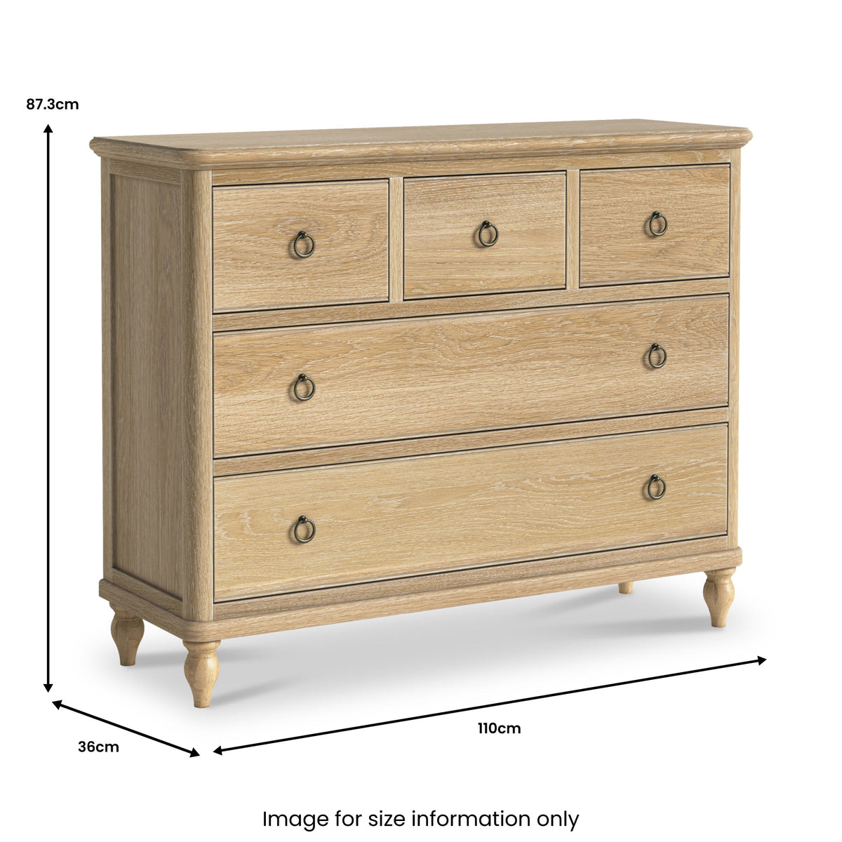 Rutland Oak 3 Over 2 Drawer Chest