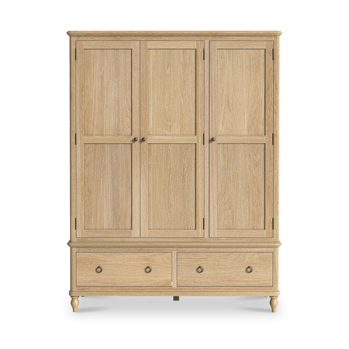 Rutland Oak Triple Wardrobe With 2 Drawers