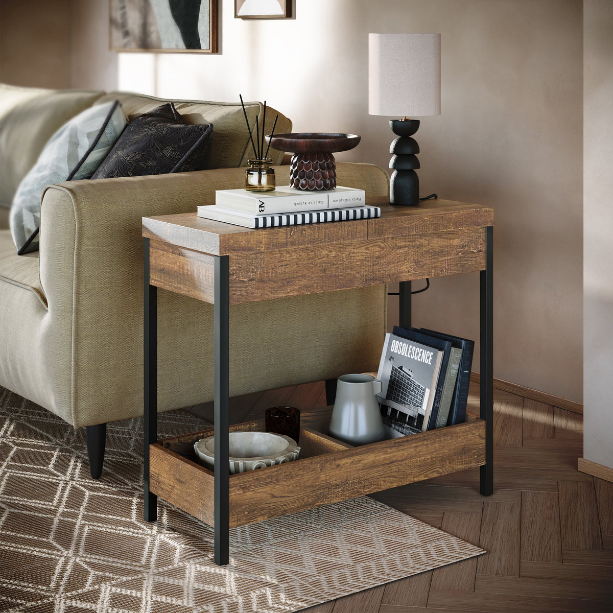 Orston Oak Sofa Side Table