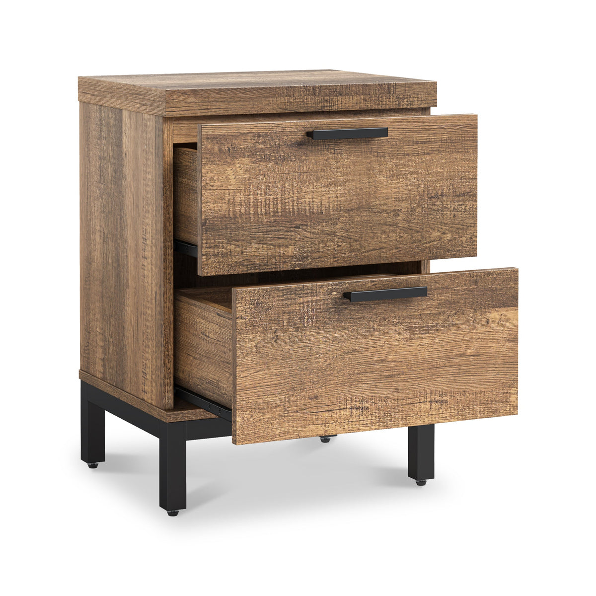 Orston Oak Wide 2 Drawer Bedside Table