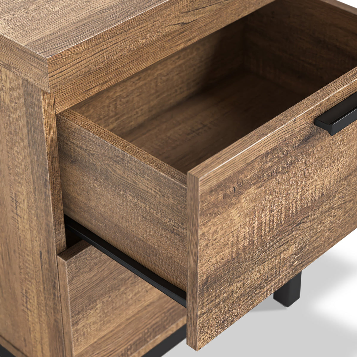 Orston Oak Wide 2 Drawer Bedside Table
