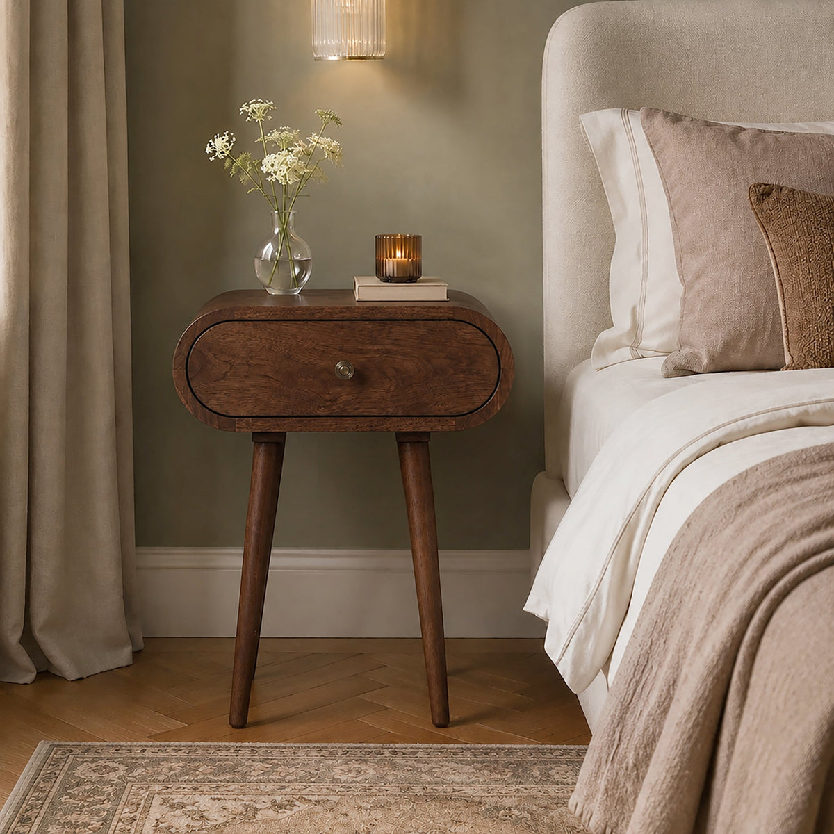 Cleo Dark Stain Mango Bedside Table