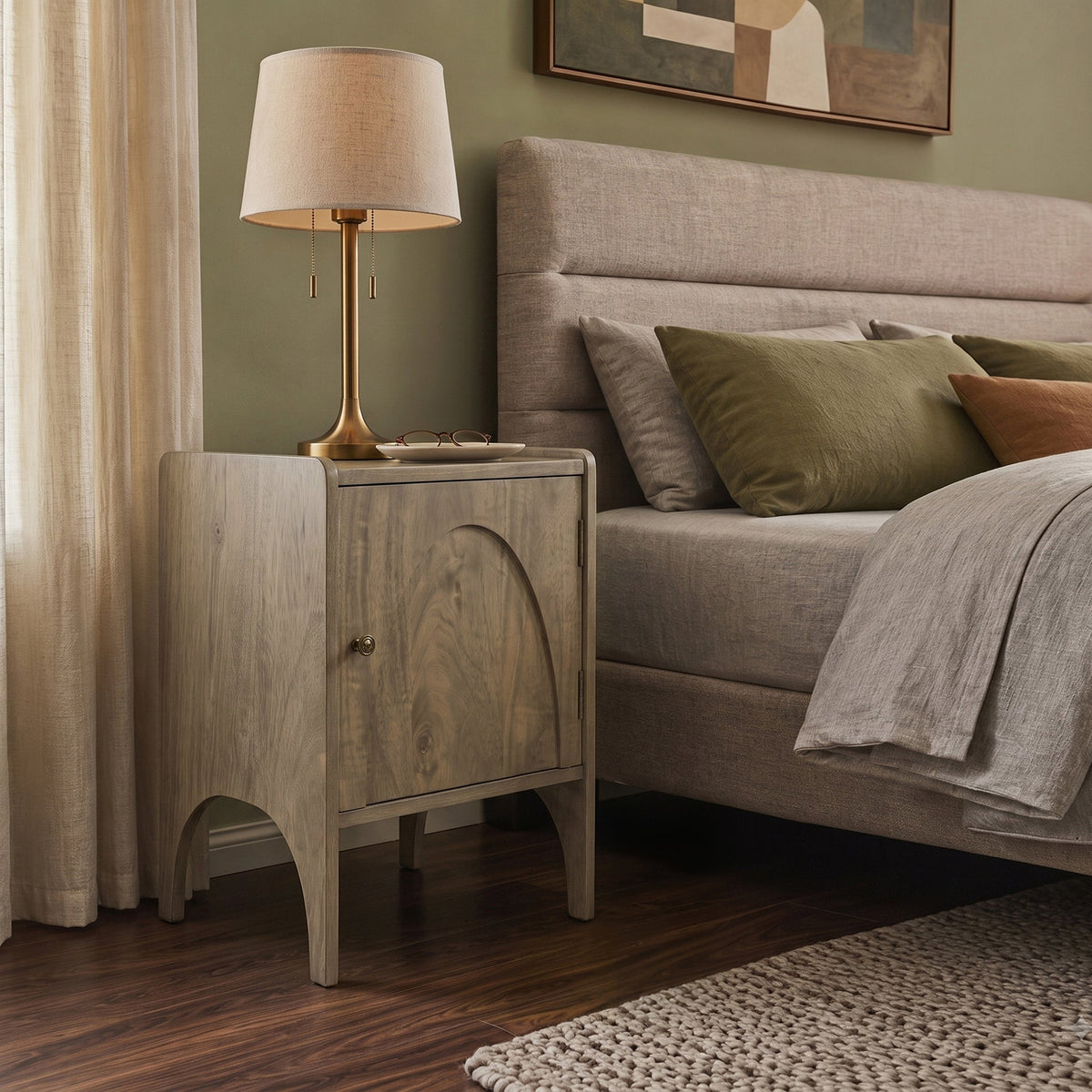 Selby Light Stain Mango Bedside Table with Door
