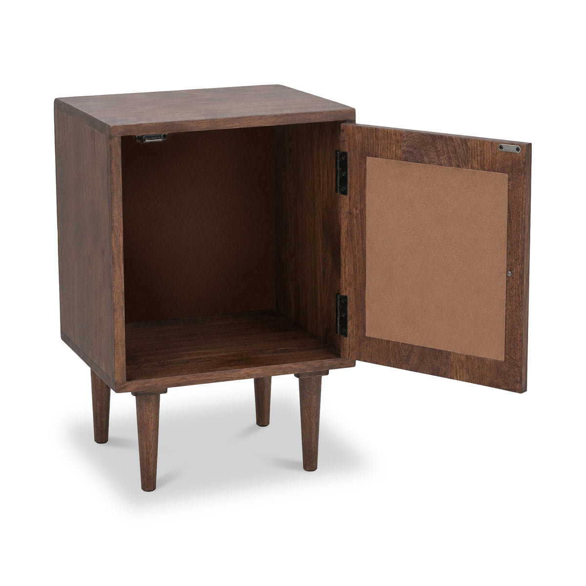 Elsie Dark Stain Mango Bedside Table with Cane Door