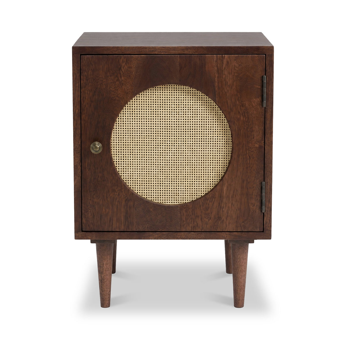 Elsie Dark Stain Mango Bedside Table with Cane Door