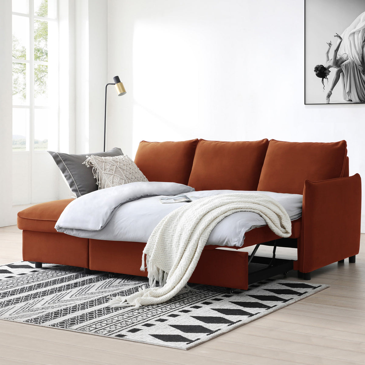Thalia Velvet Corner Sofa Bed