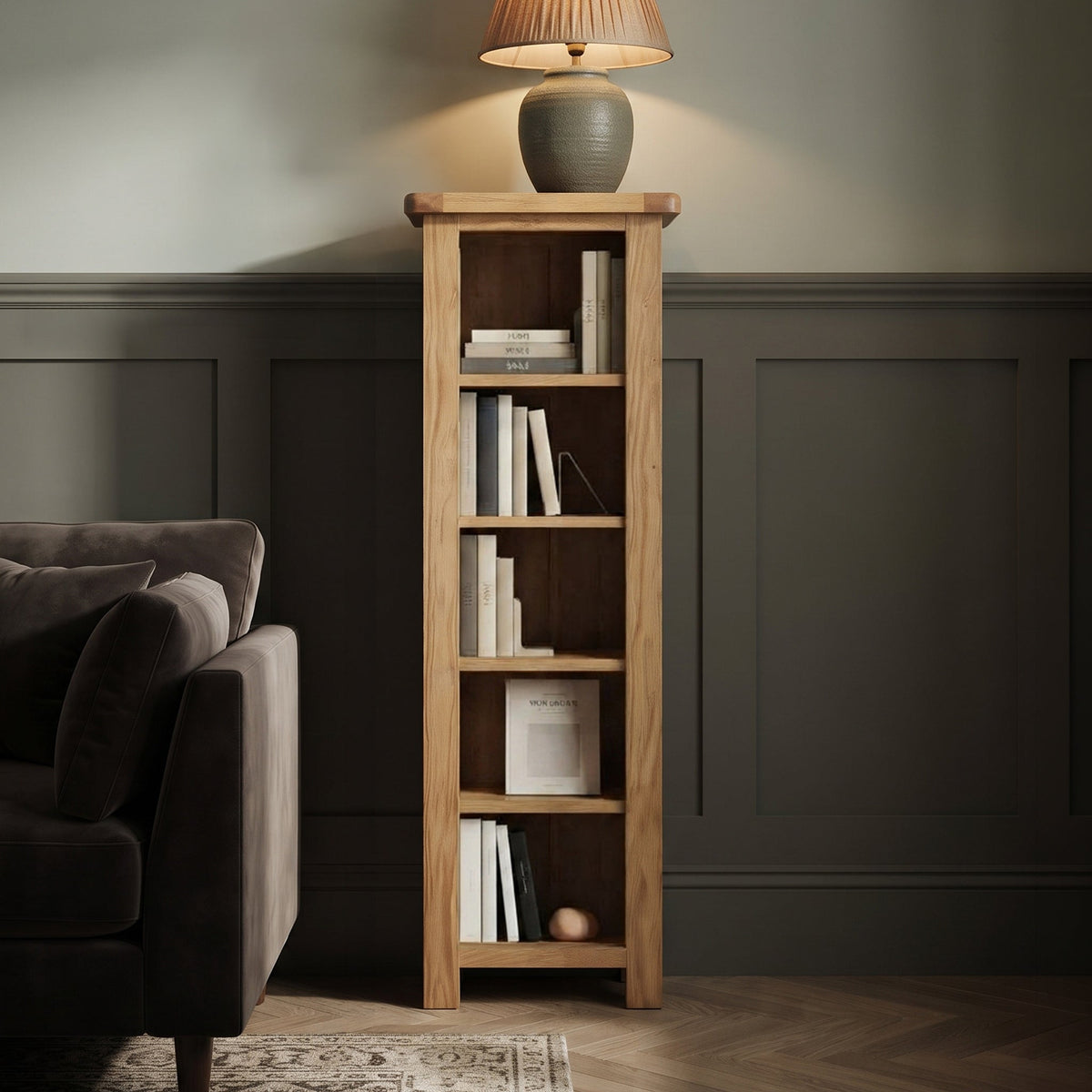 Zelah Oak Narrow Bookcase
