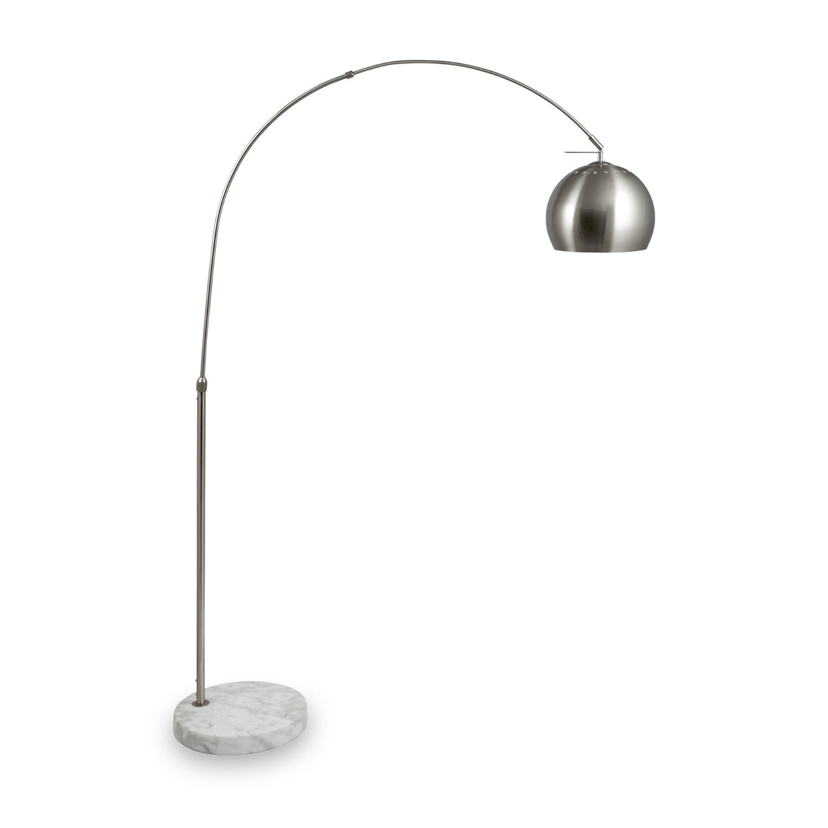 Feliciani Brushed Silver Metal and White Marble Floor Lamp