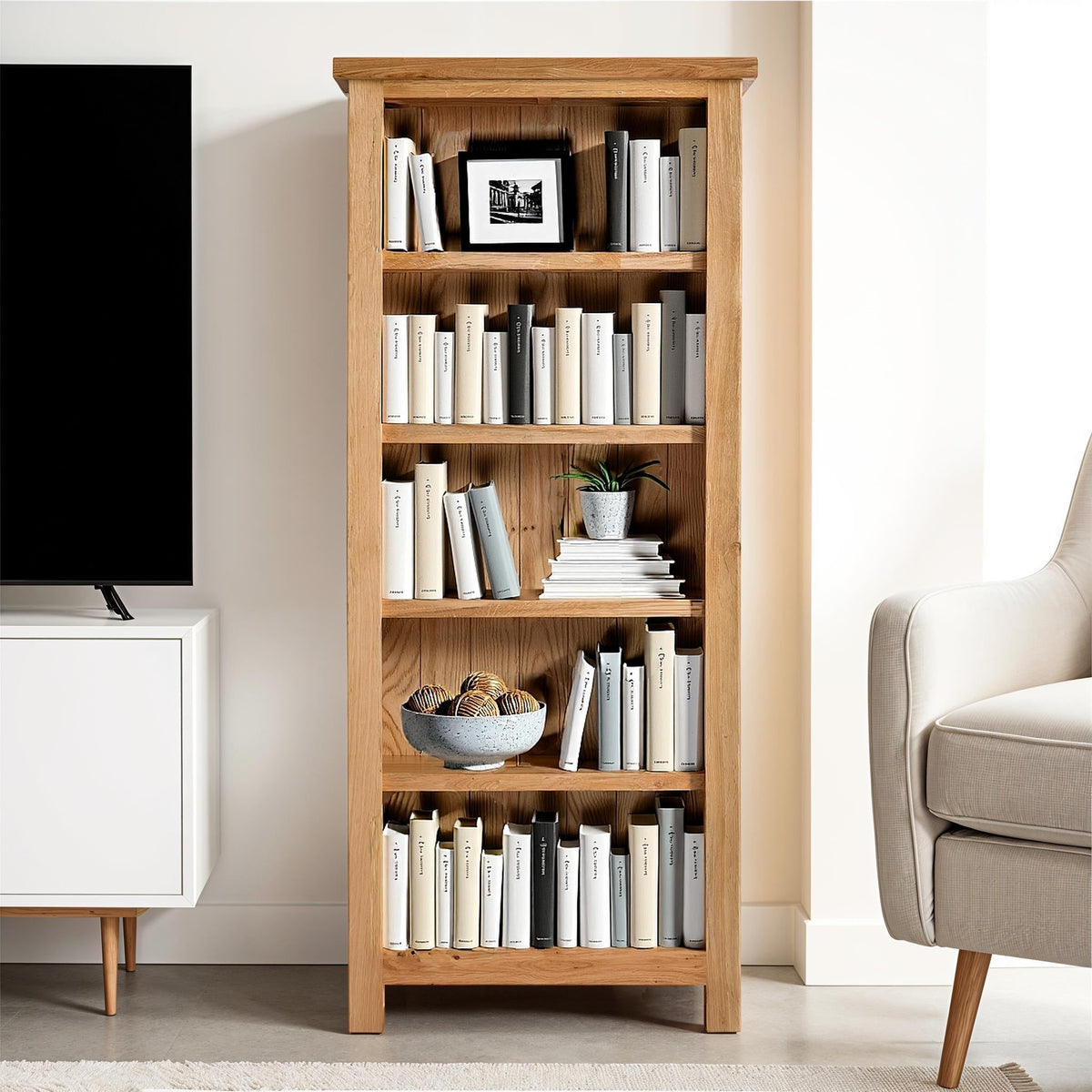 London Oak Slim Bookcase
