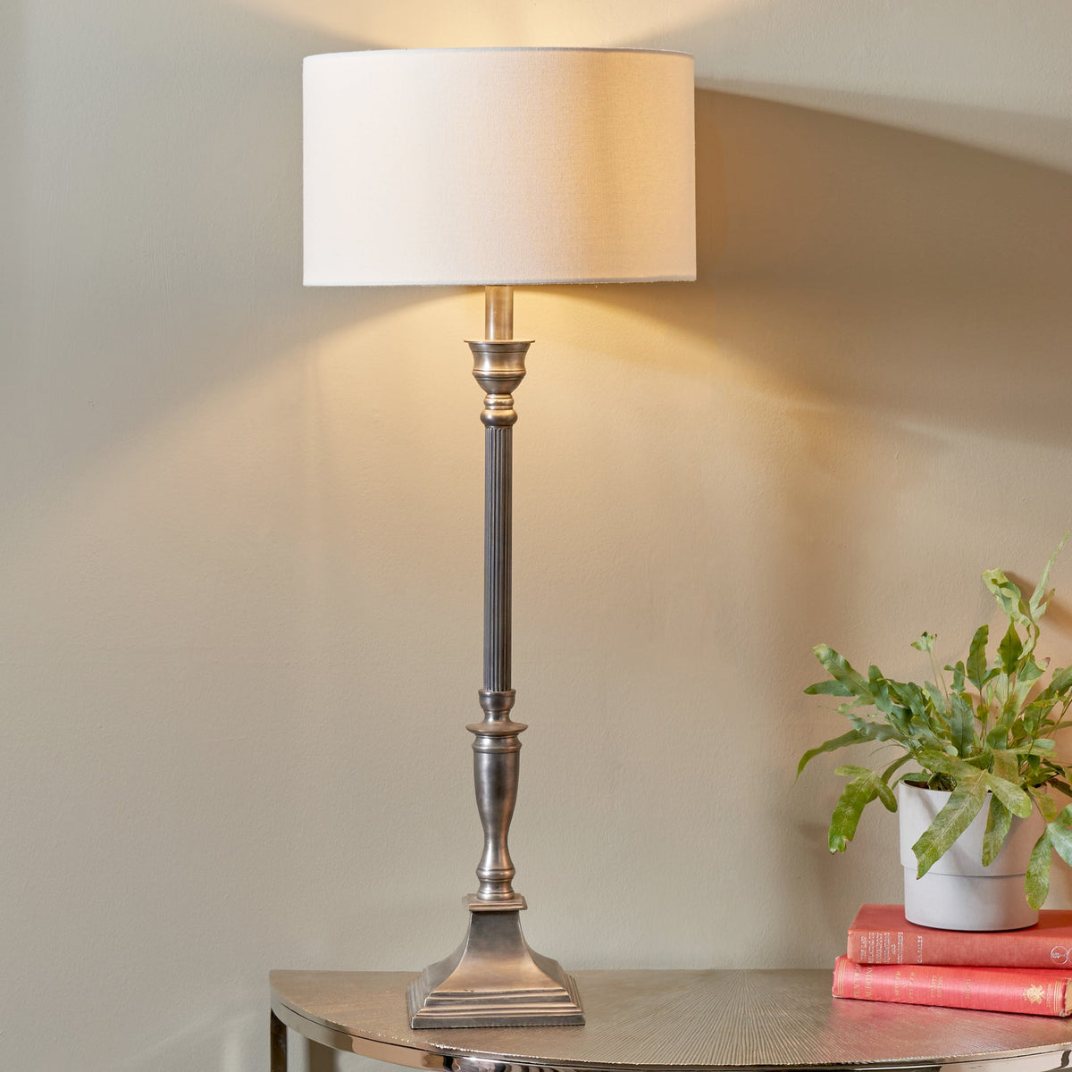 Canterbury Antique Silver Metal Table Lamp