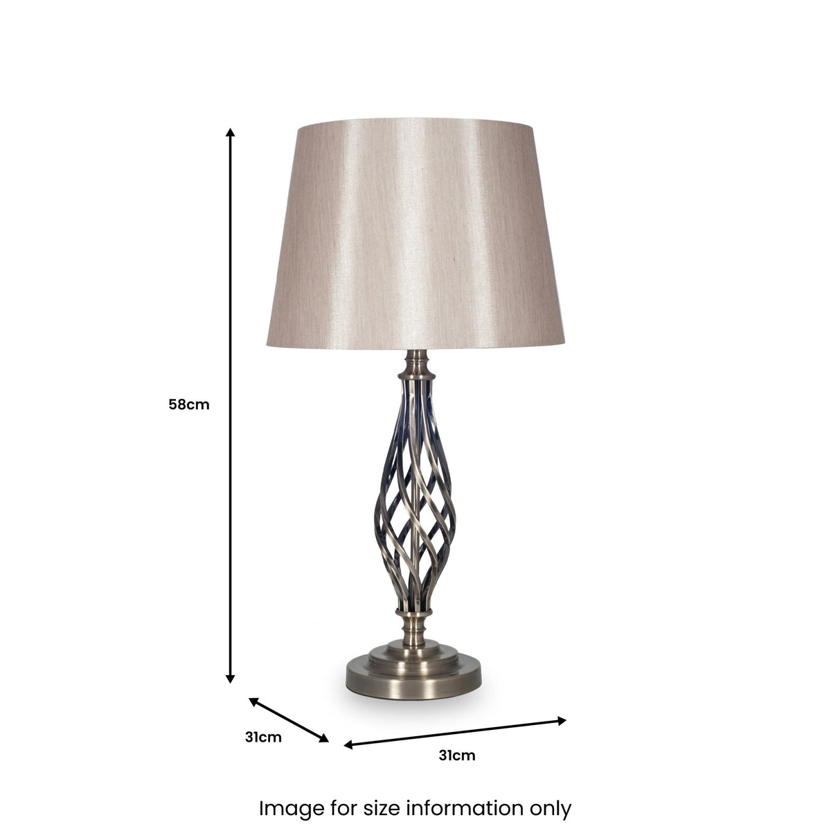 Jenna Silver Metal Twist Detail Table Lamp
