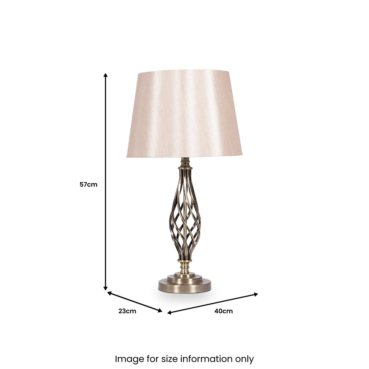 Jenna Antique Brass Metal Twist Detail Table Lamp