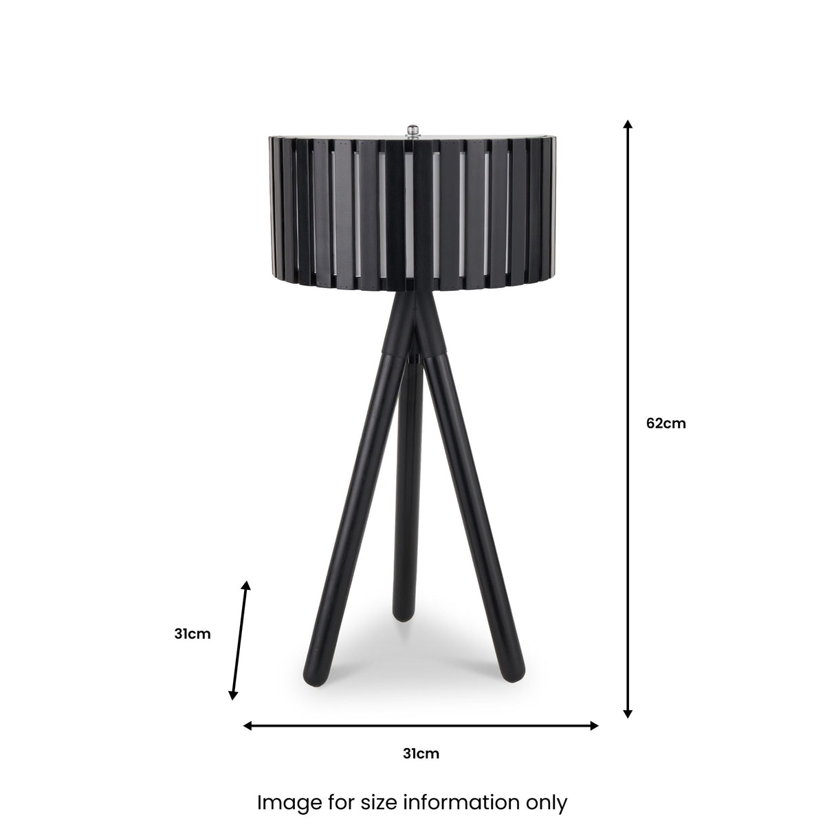 Rabanne Slatted Black Wood Tripod Table Lamp