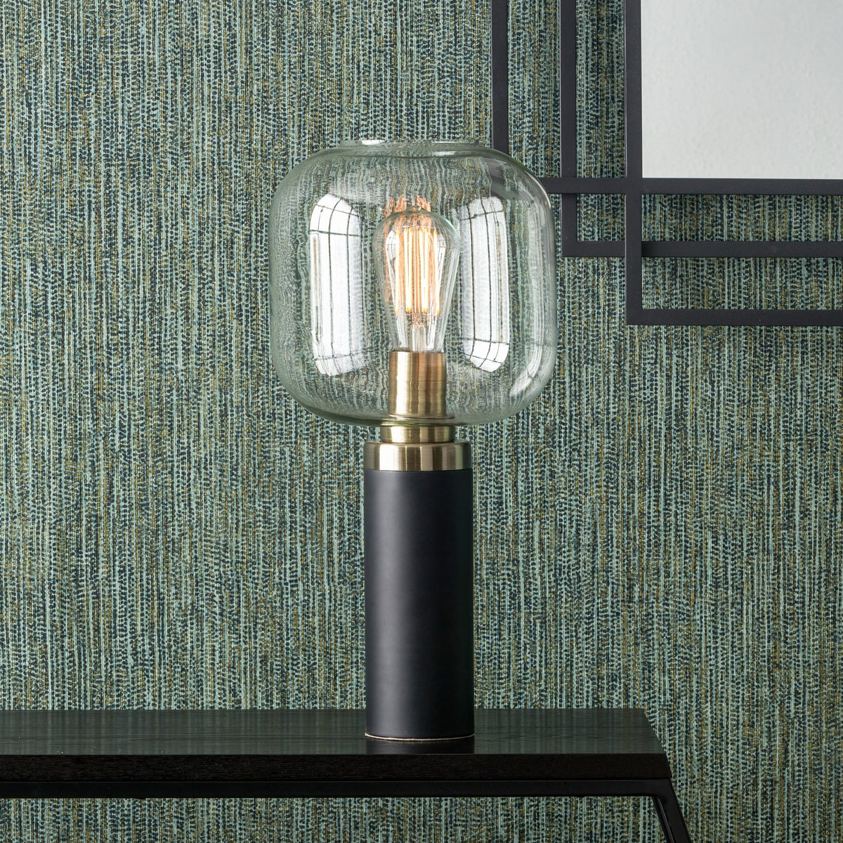 Florence Black Metal & Glass Table Lamp