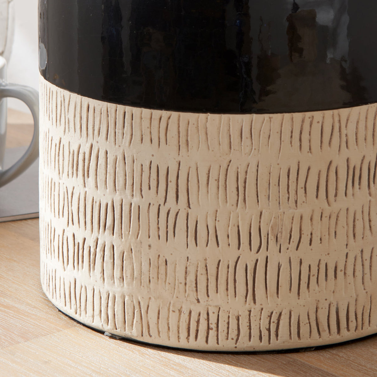 Lotta Black and Natural Stoneware Table Lamp
