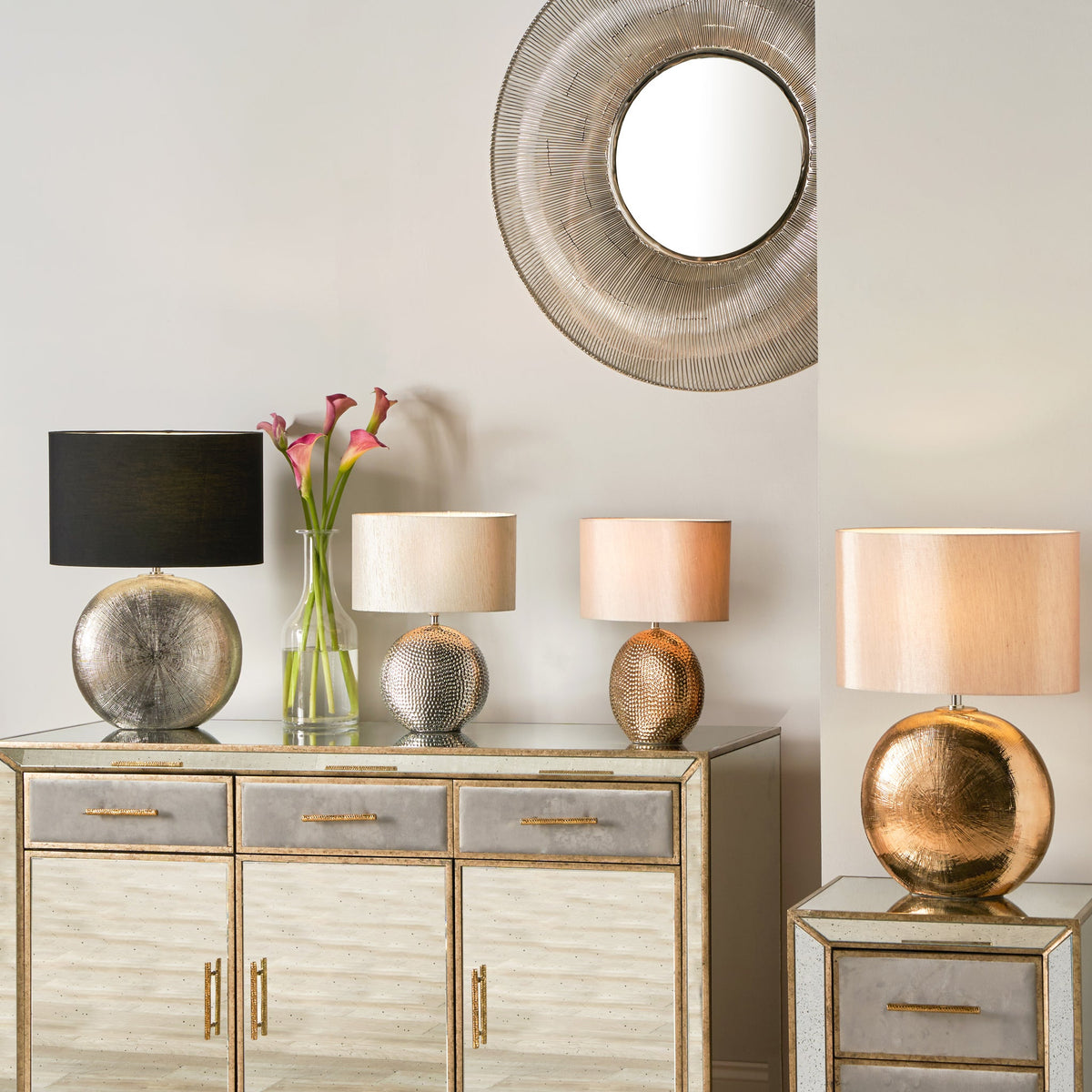 Mabel Silver Dot Textured Ceramic Table Lamp