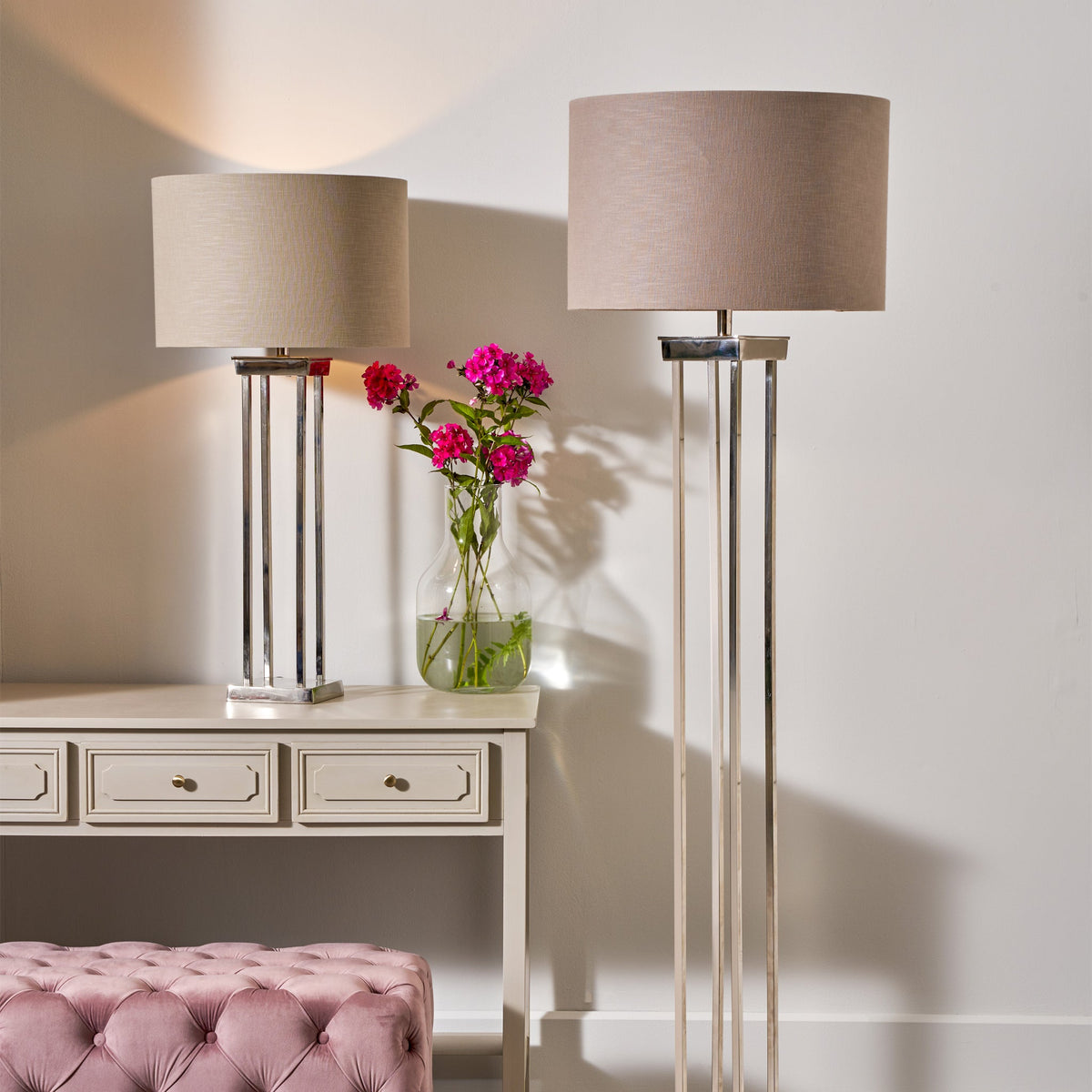 Langston Nickel Metal Column Table Lamp