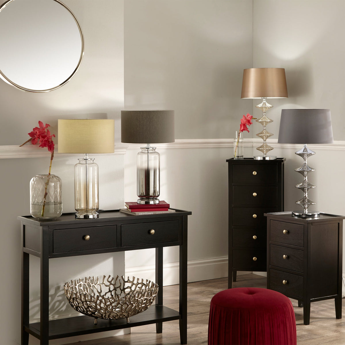 Vivienne Grey Ombre Glass Table Lamp