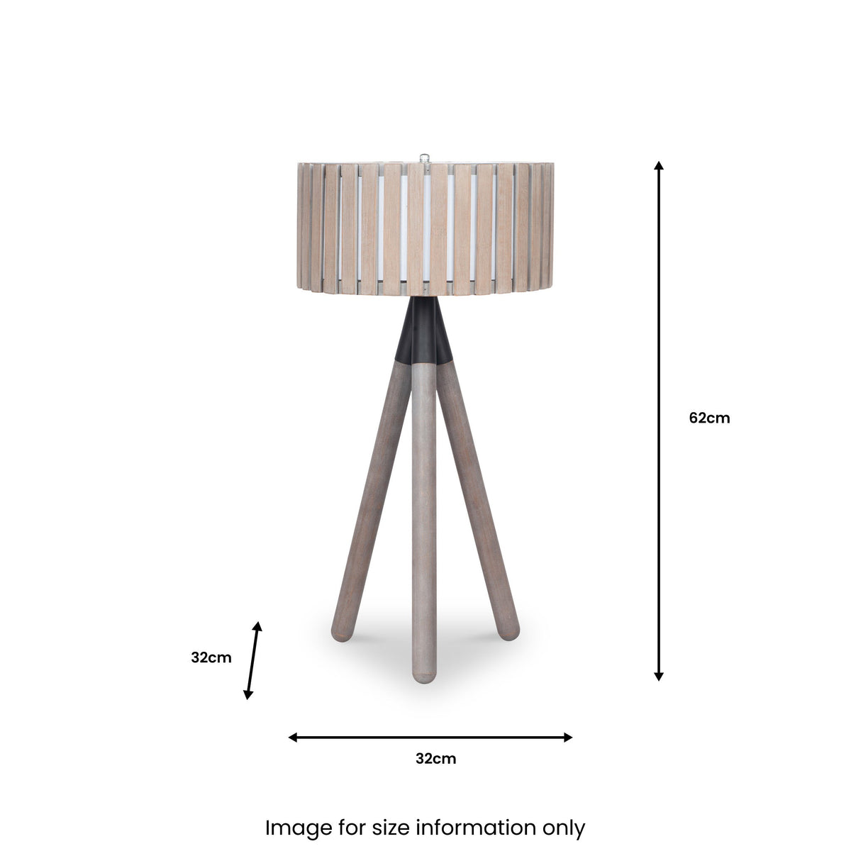 Rabanne Slatted Antique Wood Tripod Table Lamp
